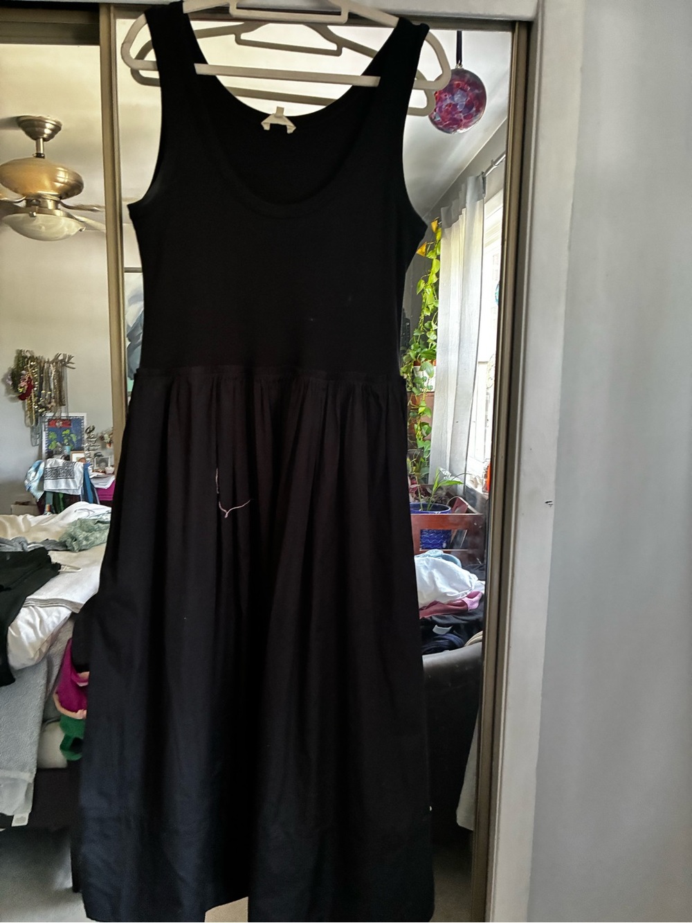 Madewell Black Sleeveless Maxi Dress with Gathered Skirt